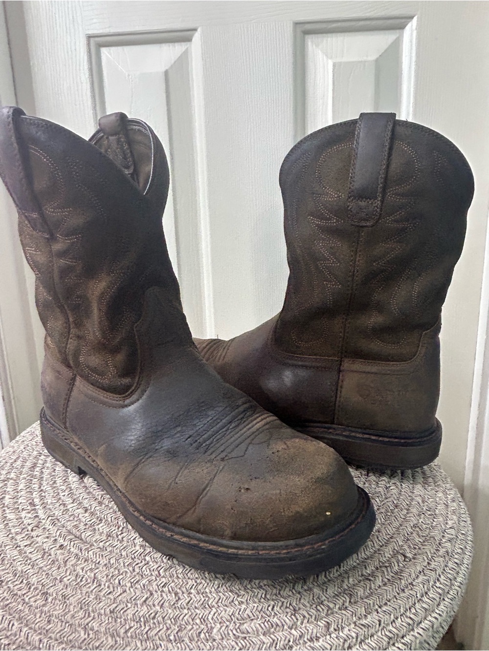 Ariat Groundbreaker Work Boots Men’s Size 9.5EE Brown Steel Toe Western Leather